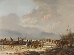 Het Breken van het IJs op de Karnemelksloot, Naarden, januari 1814