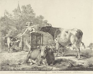 Koeien en melkmeid