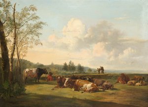 Landschap met vee door Pieter Gerardus van Os