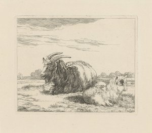 Liggende bok en geitje door Pieter Gerardus van Os