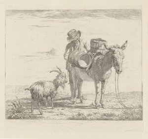 Man met een pakezel en een geit door Pieter Gerardus van Os