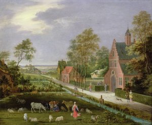 Dorpstafereel door Peeter Gijsels
