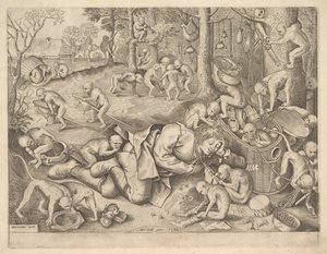De Koopman Beroofd door Apen, 1562 door Pieter Heyden van der