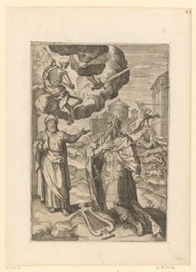 David en Salomo bidden om het einde van de bestraffing van Israël door Pieter Jalhea Furnius (possibly)