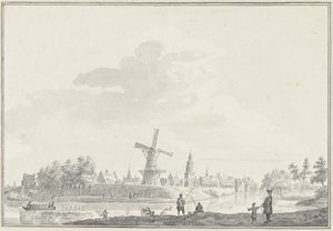 Gezicht op de stad Buren door Pieter Jan van Liender