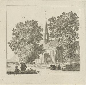 Gezicht op een kerk door Pieter Jan van Liender