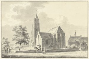 Kerk en stadhuis te Heukelom door Pieter Jan van Liender