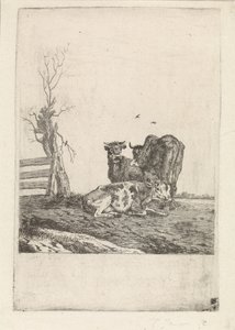 Landschap met drie koeien door Pieter Janson