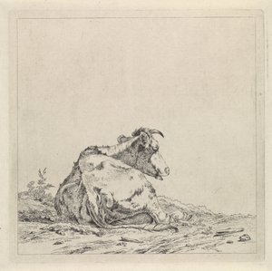 Landschap met liggende koe door Pieter Janson