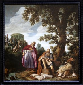 Hippocrates bezoekt Democritus. Schilderij door Pieter Lastman