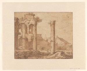 Het Forum van Nerva in Rome, gezien vanaf de Tempel van Minerva