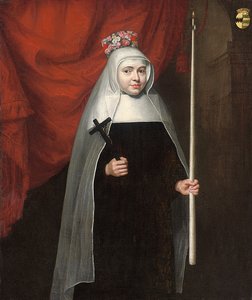Portret van een non met een crucifix en kaars, 1678