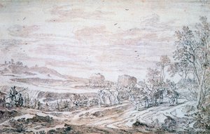 Landschap met maaiers door Pieter Molijn