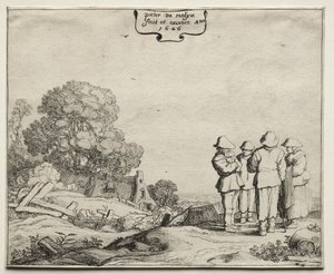 Landschap met Vier Boeren die Praten, 1626
