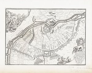 Kaart van Narva in 1700 door Pieter Mortier