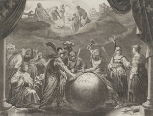 Plaat 12: Allegorie op de onenigheid in Frankrijk, uit Caspar Barlaeus, Medicea Hospes, 1638 door Pieter Nolpe