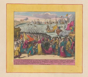 Aankomst van Prinses Elisabeth Christine van Wolfenbüttel in Mutaro, 1708 door Pieter Schenk (I)