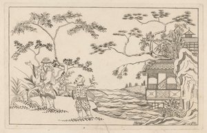 Twee Chinese mannen in een landschap
