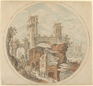 Reizigers tussen Romeinse Ruïnes door Pieter Stevens