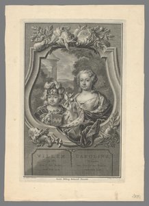 Portret van Willem V, prins van Oranje-Nassau, en Carolina, prinses van Oranje-Nassau door Pieter Tanjé
