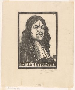 Portret van Jan Steen door Pieter Willem van Baarsel (signed by artist)