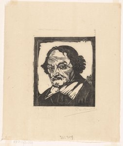 Portret van Joost van den Vondel door Pieter Willem van Baarsel (signed by artist)