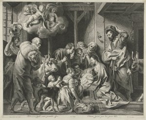 Aanbidding door de herders door Pieter de Jode (II)