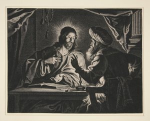 Christus en Nicodemus door Pieter de Jode II