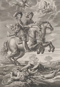 Plaat 10: De Koning van Hongarije en Ferdinand te paard, uit Guillielmus Becanus