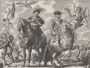 Plaat 20: Karel V en Ferdinand te Paard, uit Guillielmus Becanus