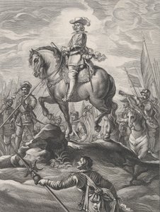 Plaat 8: Ferdinand te paard die de Alpen oversteekt, uit Guillielmus Becanus