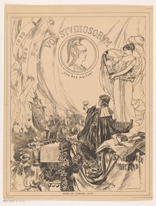 Gedenkblad van Vox Studiosorum, ter gelegenheid van het 50-jarig bestaan van de Studentensociëteit Minerva te Leiden door Pieter de Josselin