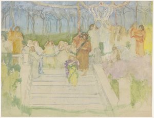 Tableau vivant ter gelegenheid van het huwelijk van koningin Wilhelmina in 1901