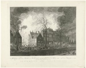 Brand in de Pottebakkerssteeg te Rotterdam, 1779 door Pieter de Mare