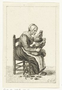 Vrouw met kind op schoot door Pieter de Mare