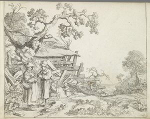 Landschap met een boer en boerin door Pieter de Molijn