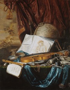 Stilleven met muziekinstrumenten door Pieter de Ring