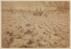Een storm op de rivier Schelde met uitzicht op Antwerpen, 1562 - 1563 door Pieter Bruegel the Elder