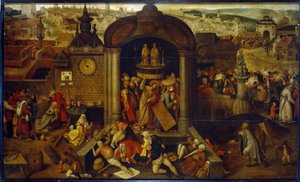 Le Christ chassant les marchands du Temple door Pieter Bruegel the Elder