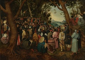 Sint Jan predikt tot de menigte door Pieter the Younger (after) Brueghel