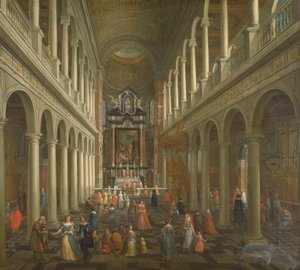 Het interieur van de jezuïetenkerk, Antwerpen