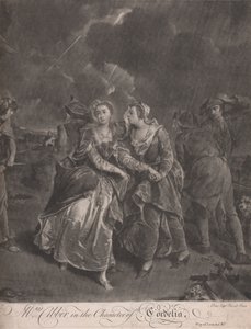 Mevrouw Cibber in de rol van Cordelia in het toneelstuk King Lear, Act III door Pieter van Bleeck