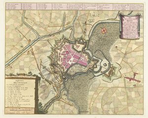 Kaart van het beleg van Menen, 1706 door Pieter van Call (II)