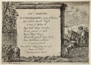 Stier, koe, paard en ezel bij een fontein door Pieter van Laer