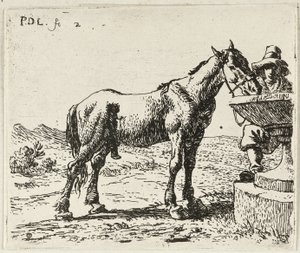 Drinkend paard door Pieter van Laer