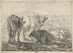German: Drei Rinder und ein schlafender Hirte
French: Les boeufs
Dutch: Drie runderen en een slapende herder