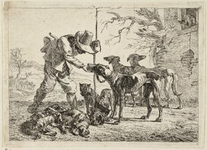 Jager met zeven honden door Pieter van Laer