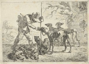 Jager met zeven honden door Pieter van Laer