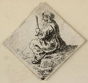Zittende vrouw door Pieter van Laer