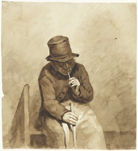 Zittende rokende man door Pieter van Loon